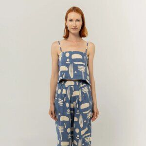 Bel Kazan June Linen Cropped Tank Top